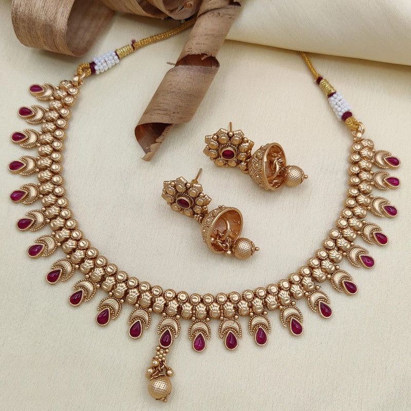 Jewel Addiction Copper Rajwadi Finish Pota Stone Necklace Set