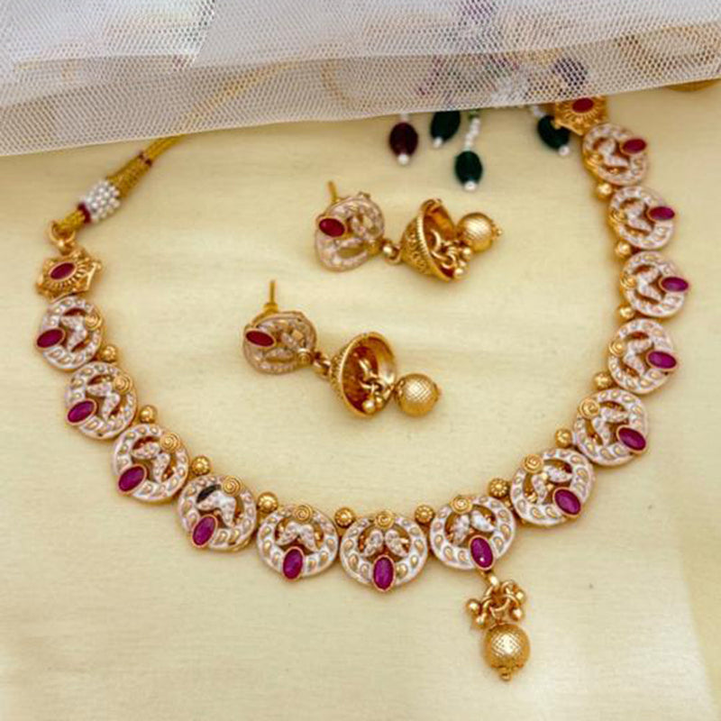 Jewel Addiction Copper Rajwadi Finish Pota Stone Necklace Set