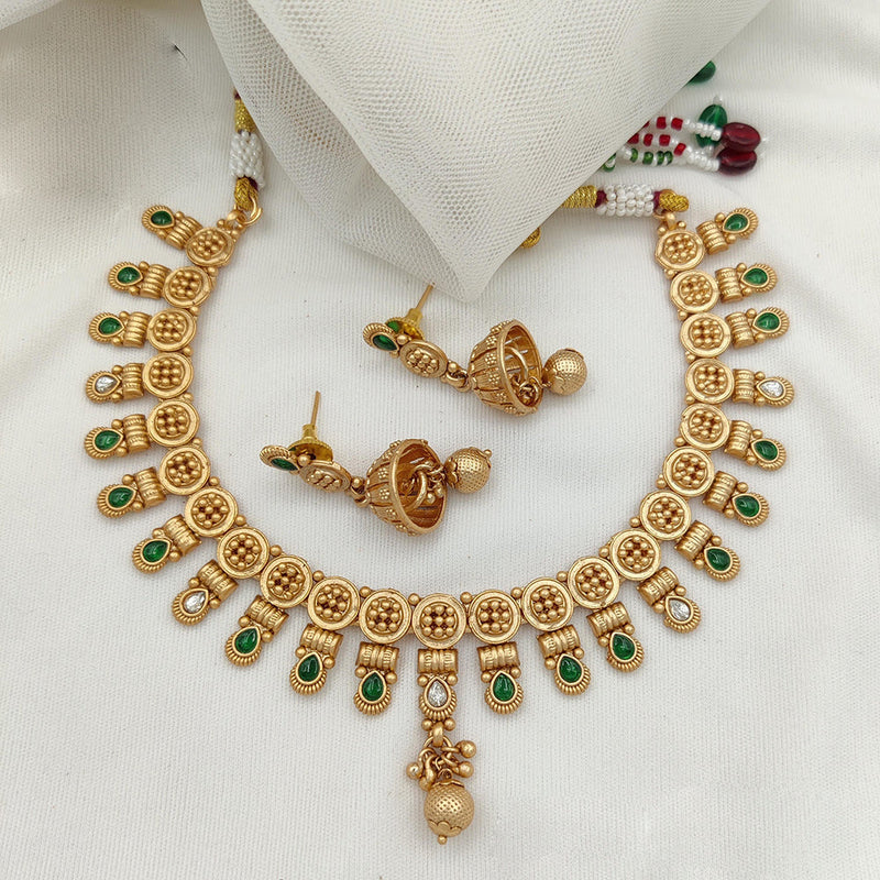 Jewel Addiction Copper Rajwadi Finish Pota Stone Necklace Set