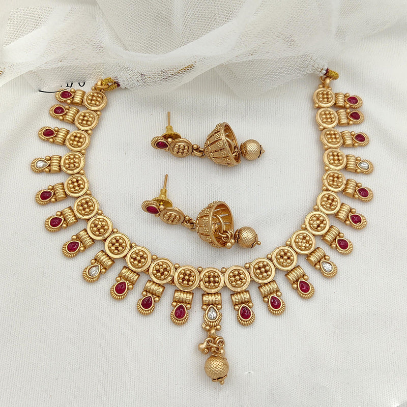 Jewel Addiction Copper Rajwadi Finish Pota Stone Necklace Set