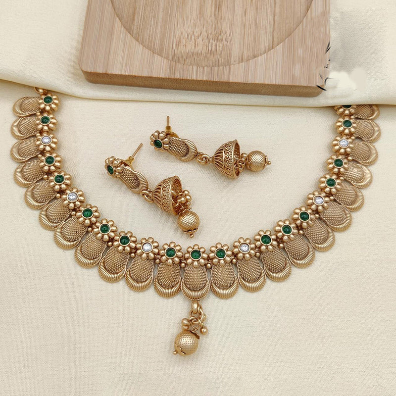 Jewel Addiction Copper Rajwadi Finish Pota Stone Necklace Set