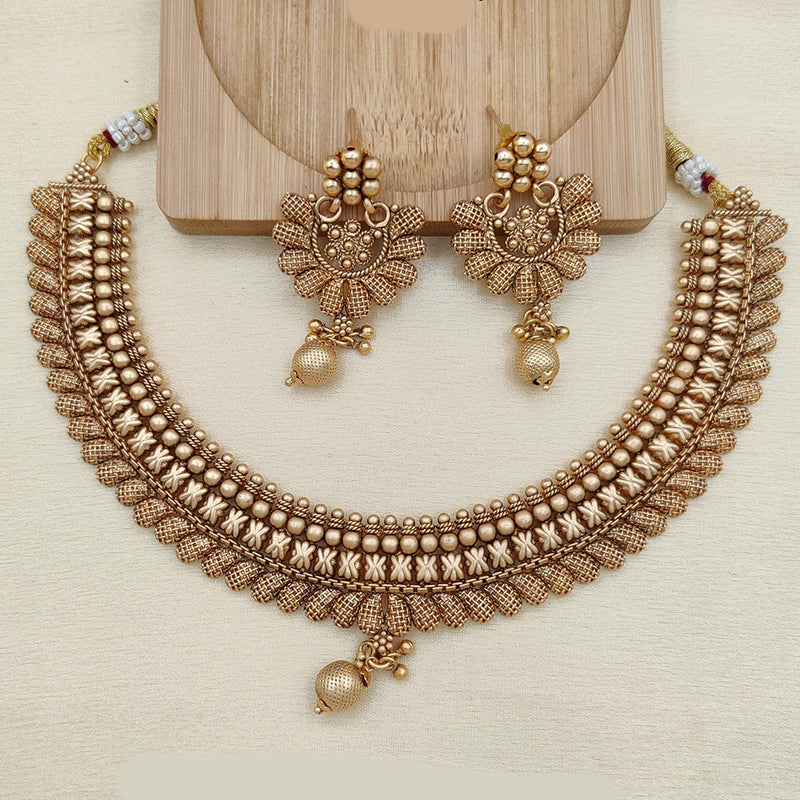 Jewel Addiction Copper Rajwadi Finish Pota Stone Necklace Set