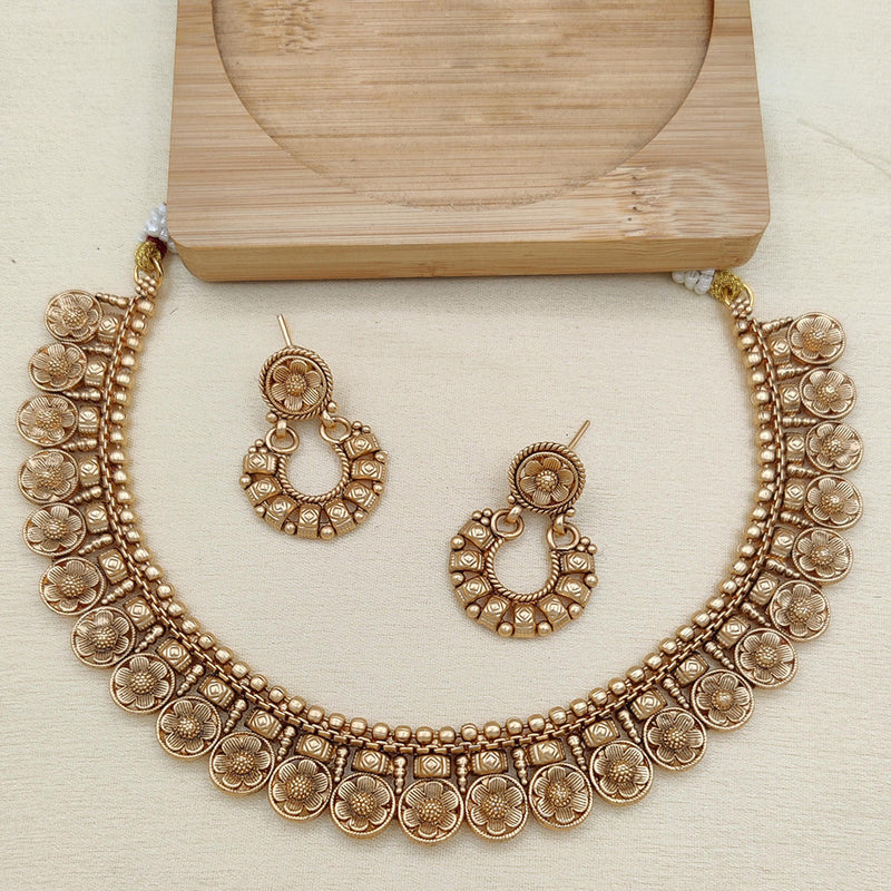 Jewel Addiction Copper Rajwadi Finish Pota Stone Necklace Set