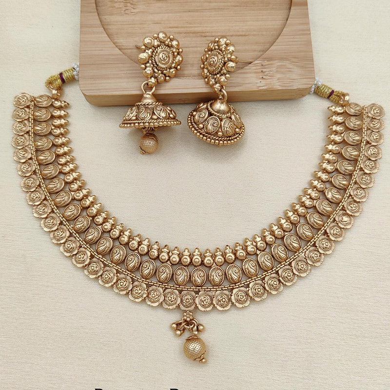 Jewel Addiction Copper Rajwadi Finish Pota Stone Necklace Set