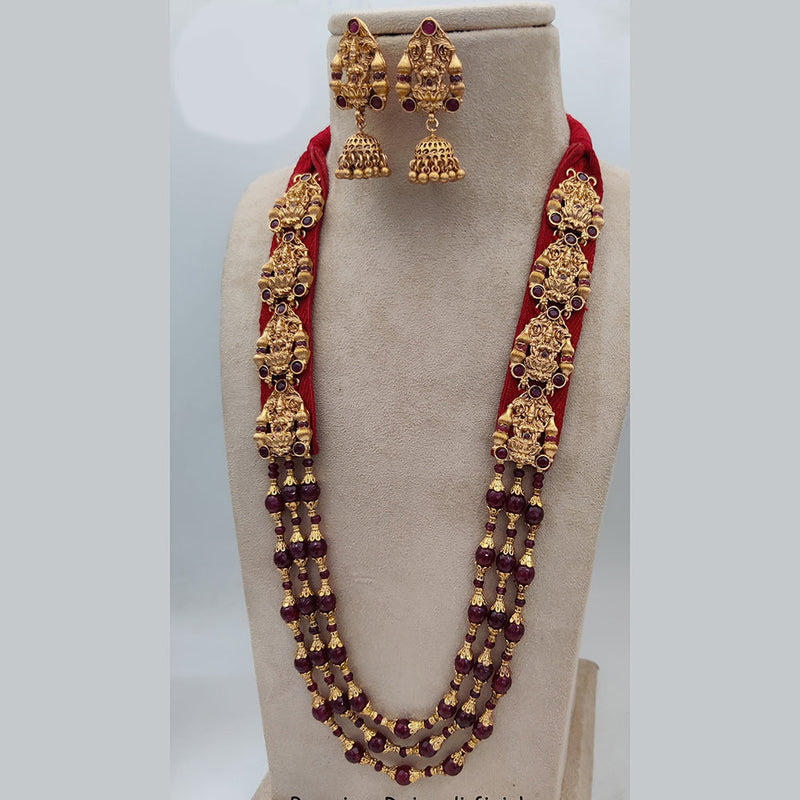 Jewel Addiction Copper Rajwadi Finish Temple Long Necklace Set