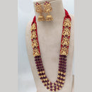 Jewel Addiction Copper Rajwadi Finish Temple Long Necklace Set