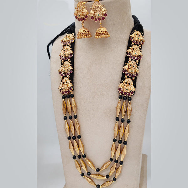 Jewel Addiction Copper Rajwadi Finish Temple Long Necklace Set