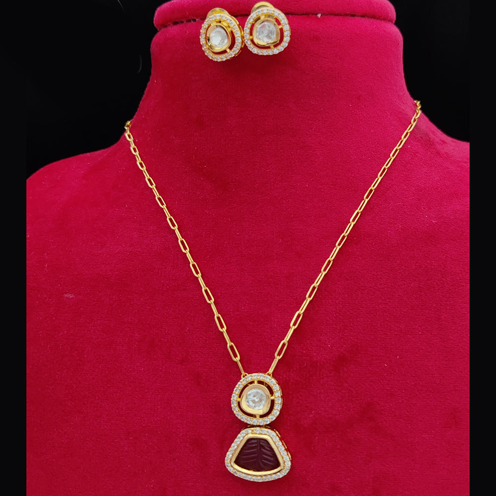 Jewel Addiction Gold Plated Kundan Pendant Set