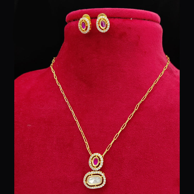 Jewel Addiction Gold Plated Kundan Pendant Set