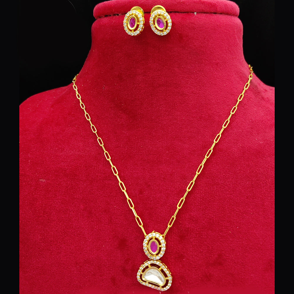 Jewel Addiction Gold Plated Kundan Pendant Set