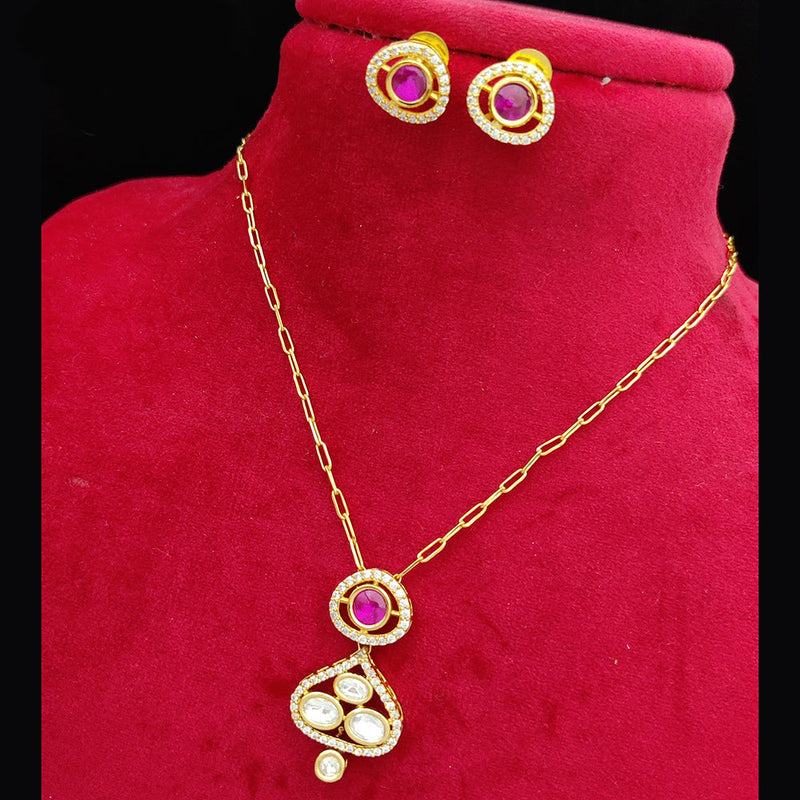 Jewel Addiction Gold Plated Kundan Pendant Set