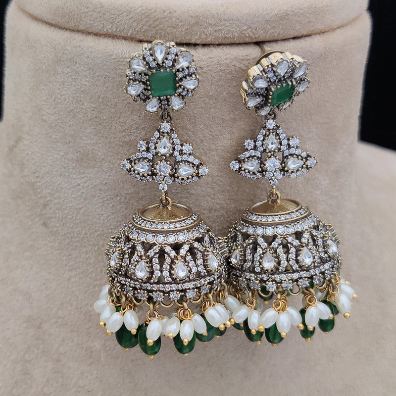 Jewel Addiction Gold Plated AD Jhumki Earrings