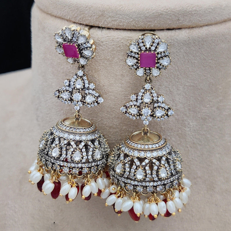 Jewel Addiction Gold Plated AD Jhumki Earrings