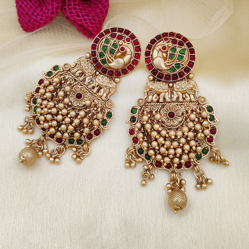 Jewel Addiction Copper Rajwadi Finish Pota Stone Dangler Earrings