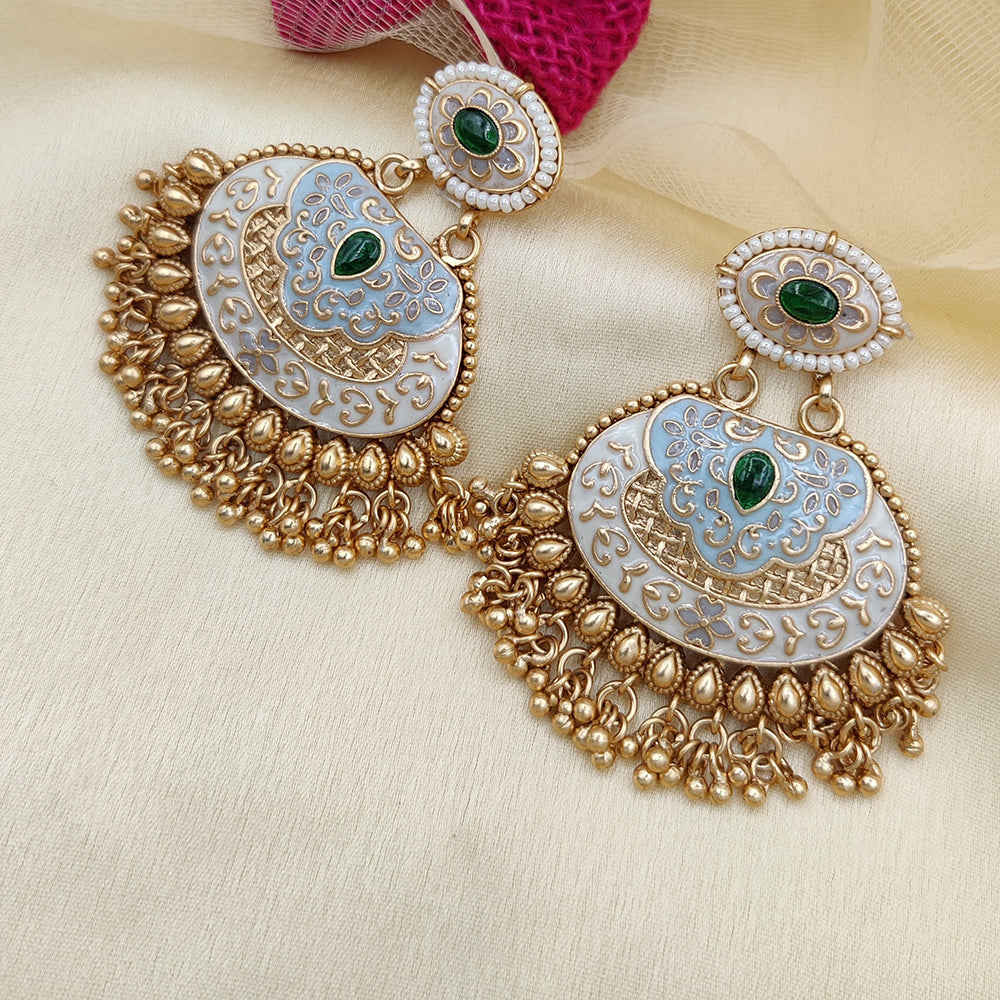 Jewel Addiction Copper Rajwadi Finish Pota Stone Dangler Earrings
