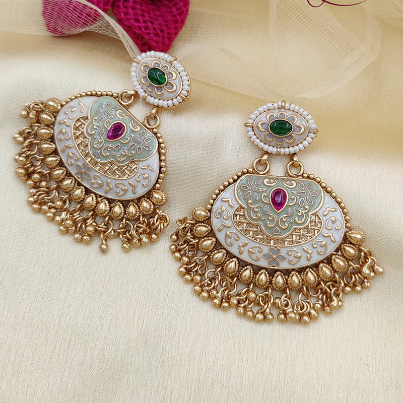 Jewel Addiction Copper Rajwadi Finish Pota Stone Dangler Earrings