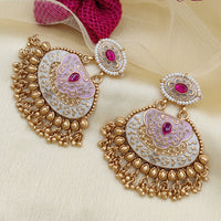 Jewel Addiction Copper Rajwadi Finish Pota Stone Dangler Earrings