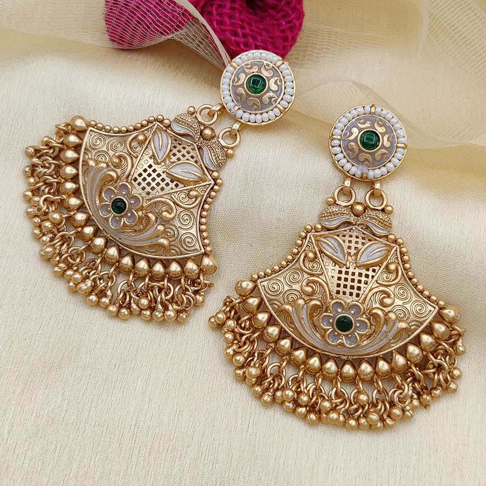 Jewel Addiction Copper Rajwadi Finish Pota Stone Dangler Earrings