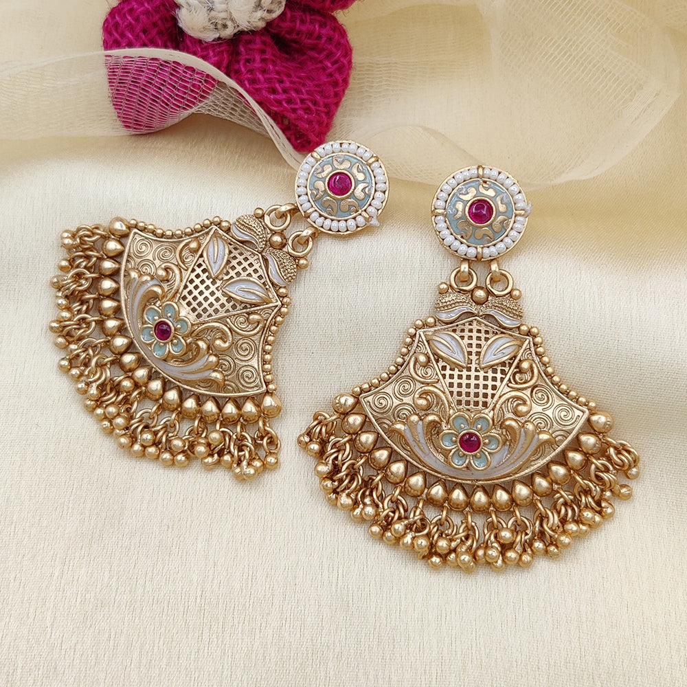 Jewel Addiction Copper Rajwadi Finish Pota Stone Dangler Earrings