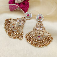 Jewel Addiction Copper Rajwadi Finish Pota Stone Dangler Earrings