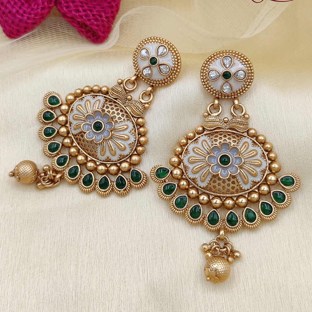 Jewel Addiction Copper Rajwadi Finish Pota Stone Dangler Earrings