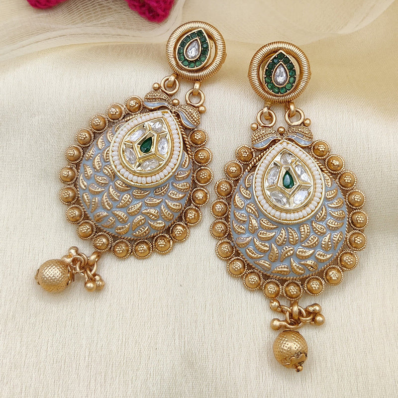 Jewel Addiction Copper Rajwadi Finish Pota Stone Dangler Earrings