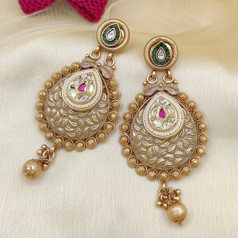 Jewel Addiction Copper Rajwadi Finish Pota Stone Dangler Earrings