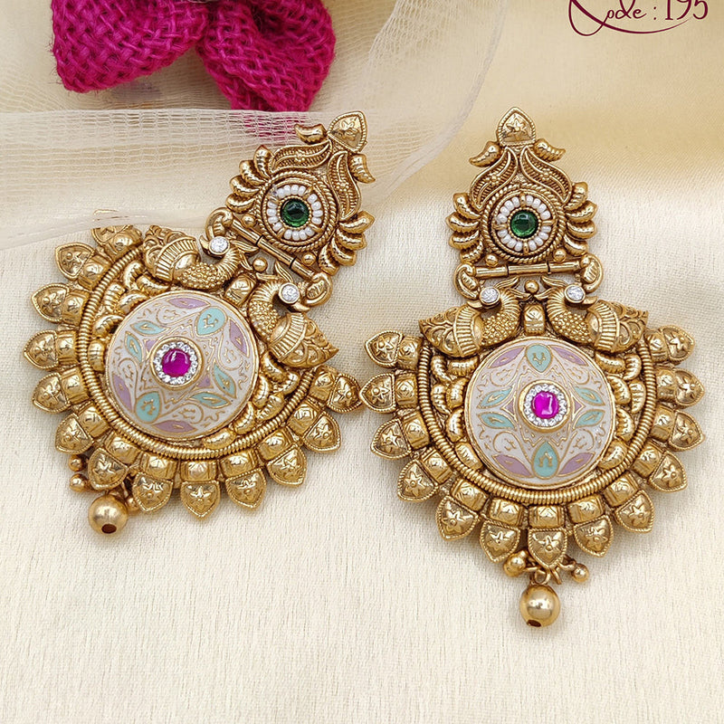 Jewel Addiction Copper Rajwadi Finish Pota Stone Dangler Earrings