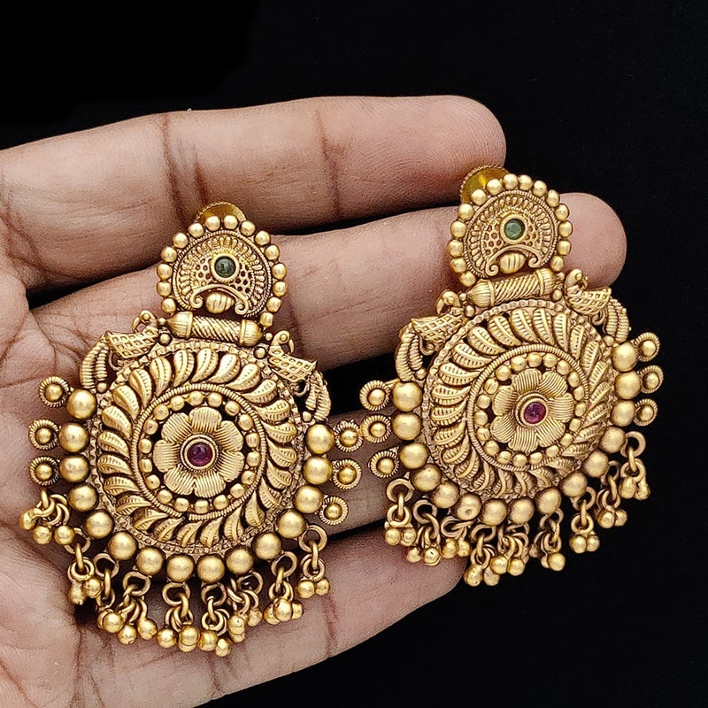 Jewel Addiction Copper Rajwadi Finish Pota Stone Dangler Earrings