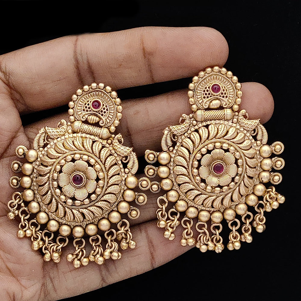 Jewel Addiction Copper Rajwadi Finish Pota Stone Dangler Earrings
