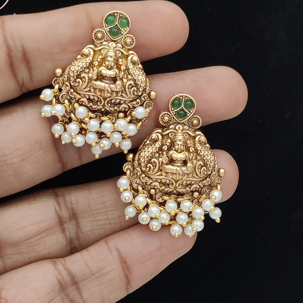 Jewel Addiction Copper Rajwadi Finish Pota Stone Dangler Earrings