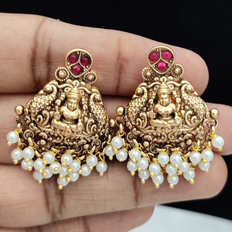 Jewel Addiction Copper Rajwadi Finish Pota Stone Dangler Earrings