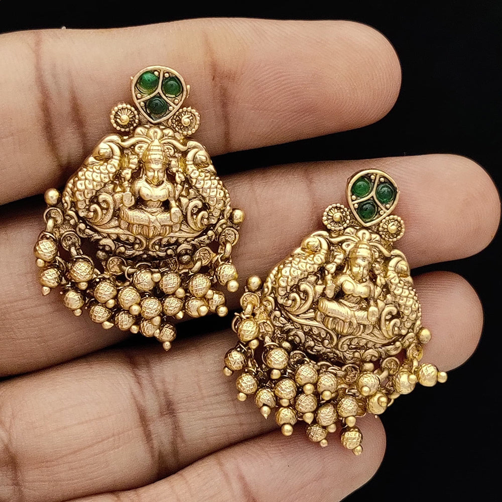 Jewel Addiction Copper Rajwadi Finish Pota Stone Dangler Earrings