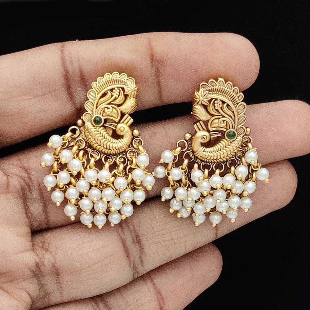 Jewel Addiction Copper Rajwadi Finish Pota Stone Dangler Earrings