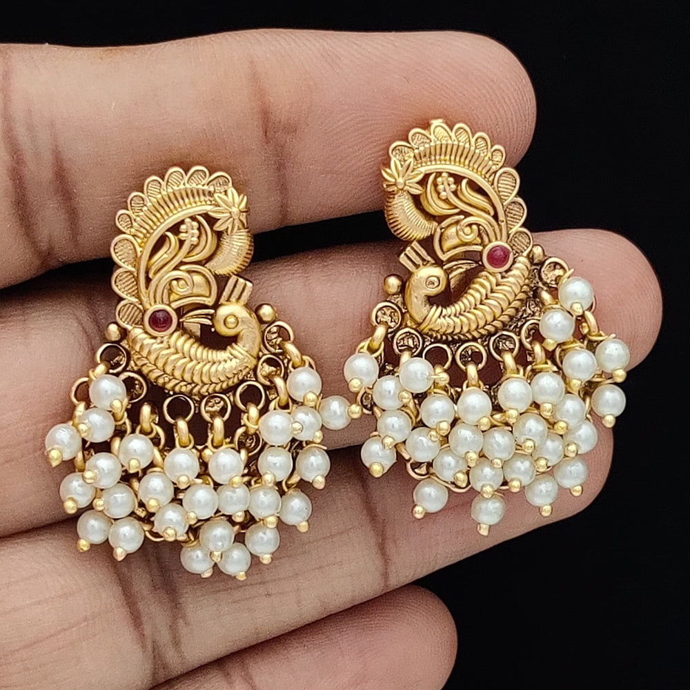 Jewel Addiction Copper Rajwadi Finish Pota Stone Dangler Earrings