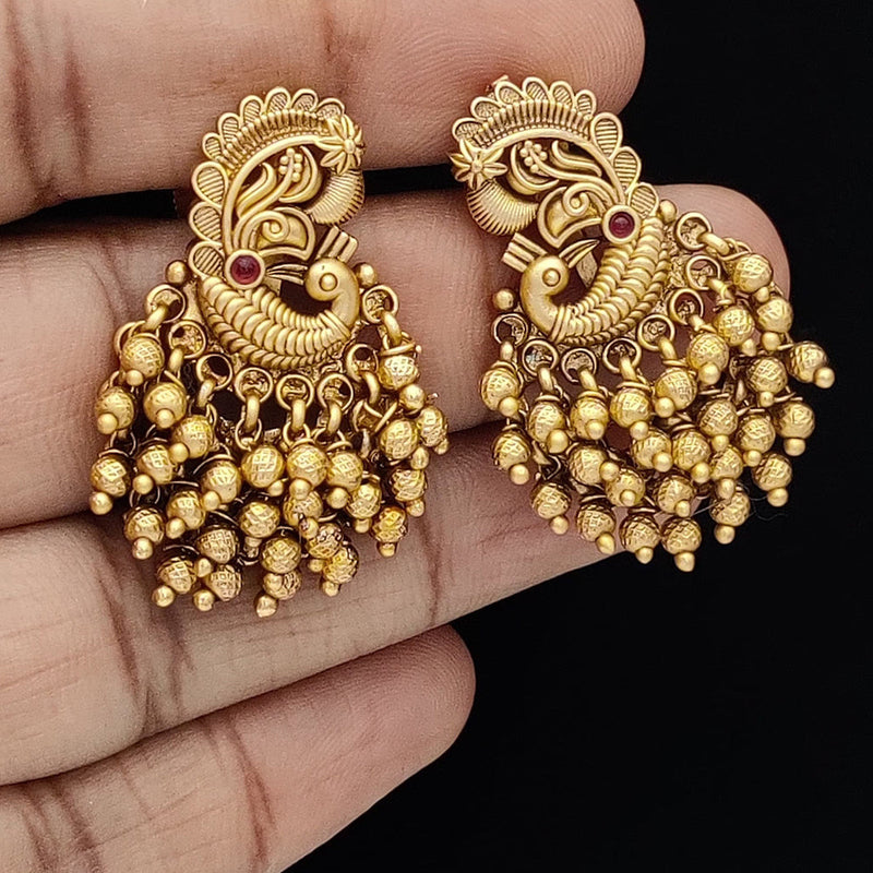 Jewel Addiction Copper Rajwadi Finish Pota Stone Dangler Earrings