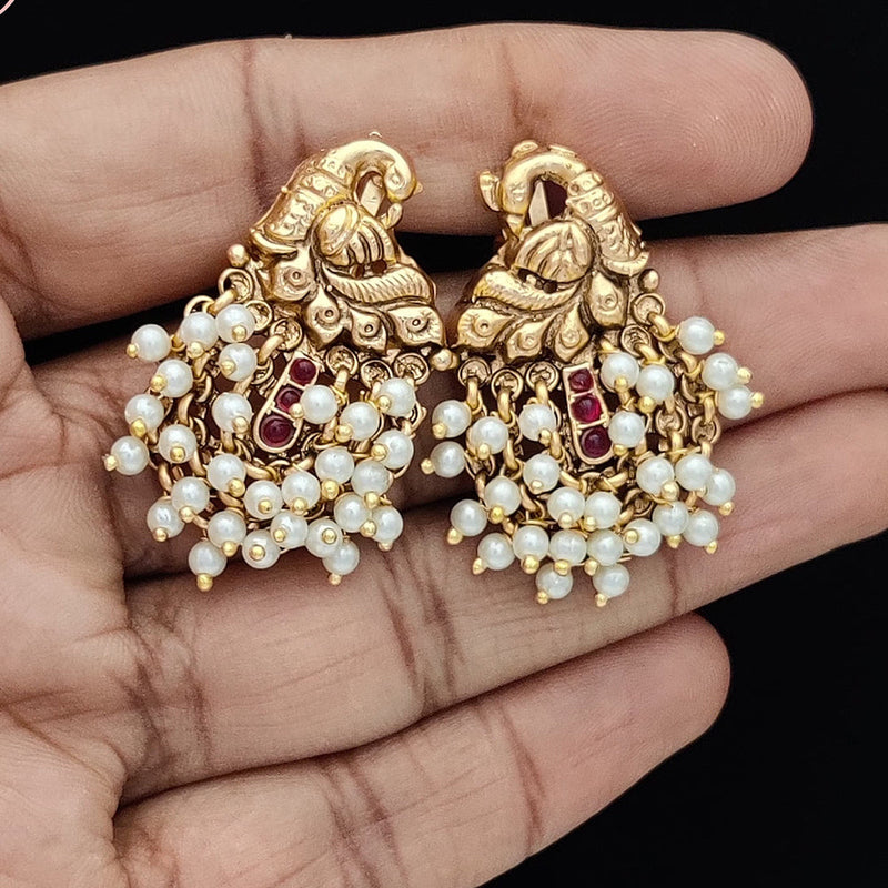 Jewel Addiction Copper Rajwadi Finish Pota Stone Dangler Earrings