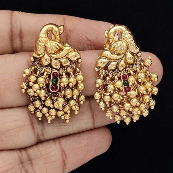 Jewel Addiction Copper Rajwadi Finish Pota Stone Dangler Earrings