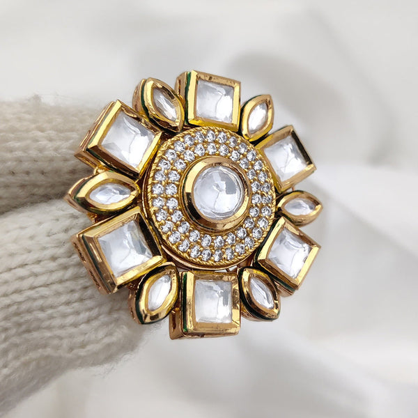 Jewel Addiction Gold Plated Kundan Adjustable Ring
