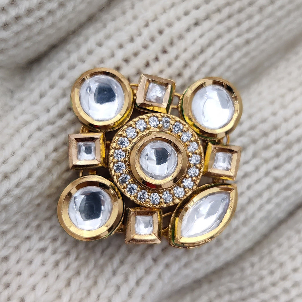 Jewel Addiction Gold Plated Kundan Adjustable Ring