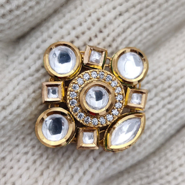 Jewel Addiction Gold Plated Kundan Adjustable Ring