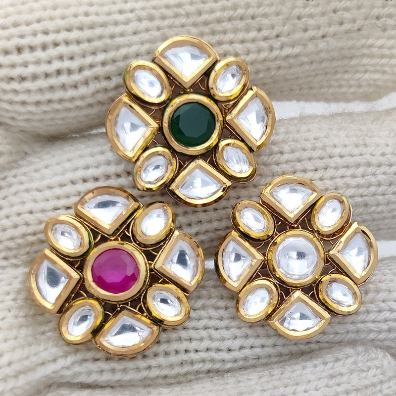 Jewel Addiction Gold Plated Kundan Adjustable Ring (1 Piece Only)