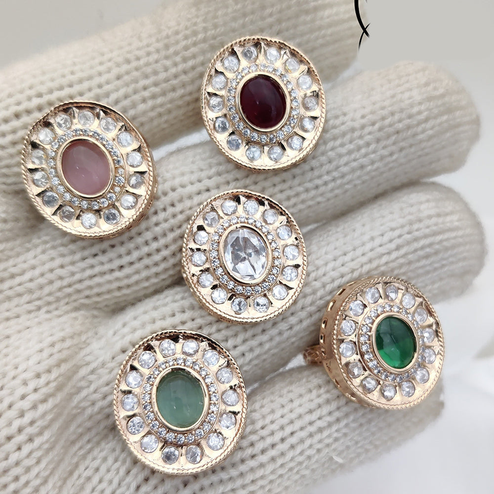 Jewel Addiction Gold Plated Kundan Adjustable Ring (1 Piece Only)