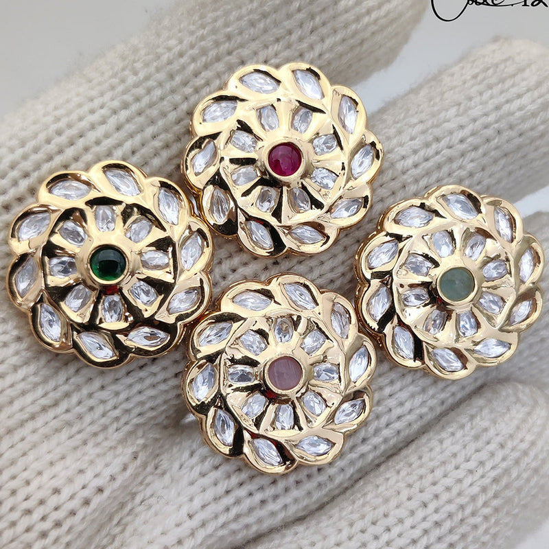 Jewel Addiction Gold Plated Kundan Adjustable Ring (1 Piece Only)