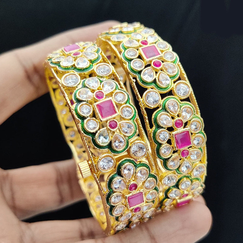 Jewel Addiction Gold Plated Kundan Openable Bangles Set