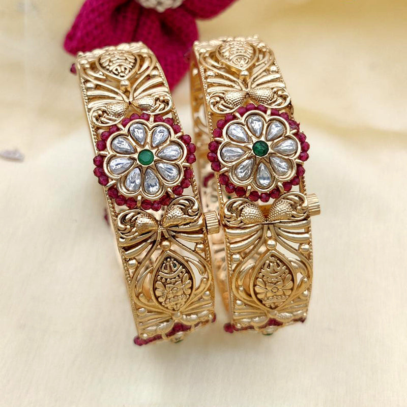 Jewel Addiction Copper Rajwadi Finish Openable Bangles Set