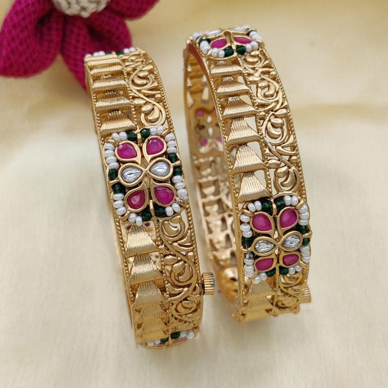 Jewel Addiction Copper Rajwadi Finish Openable Bangles Set