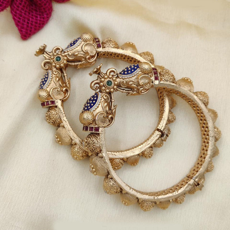 Jewel Addiction Copper Rajwadi Finish Openable Bangles Set