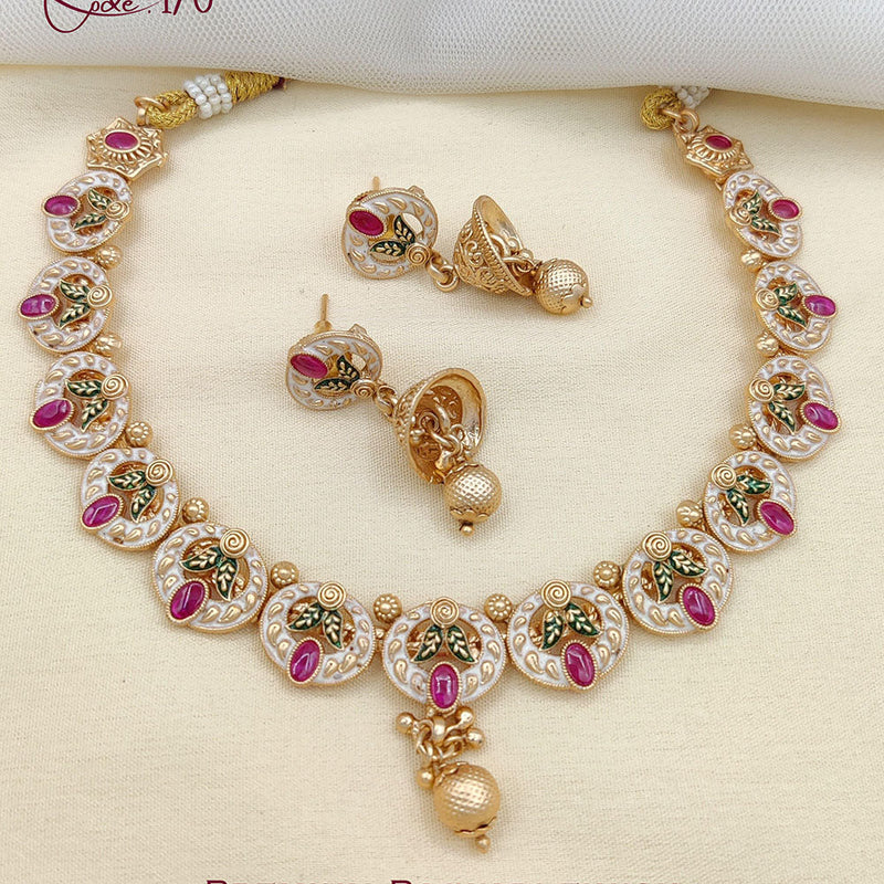 Jewel Addiction Gold Plated Rajwadi Finish Pota Stone Necklace Set