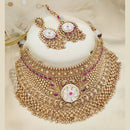 Jewel Addiction Gold Plated Rajwadi Finish Pota Stone Choker  Necklace Set